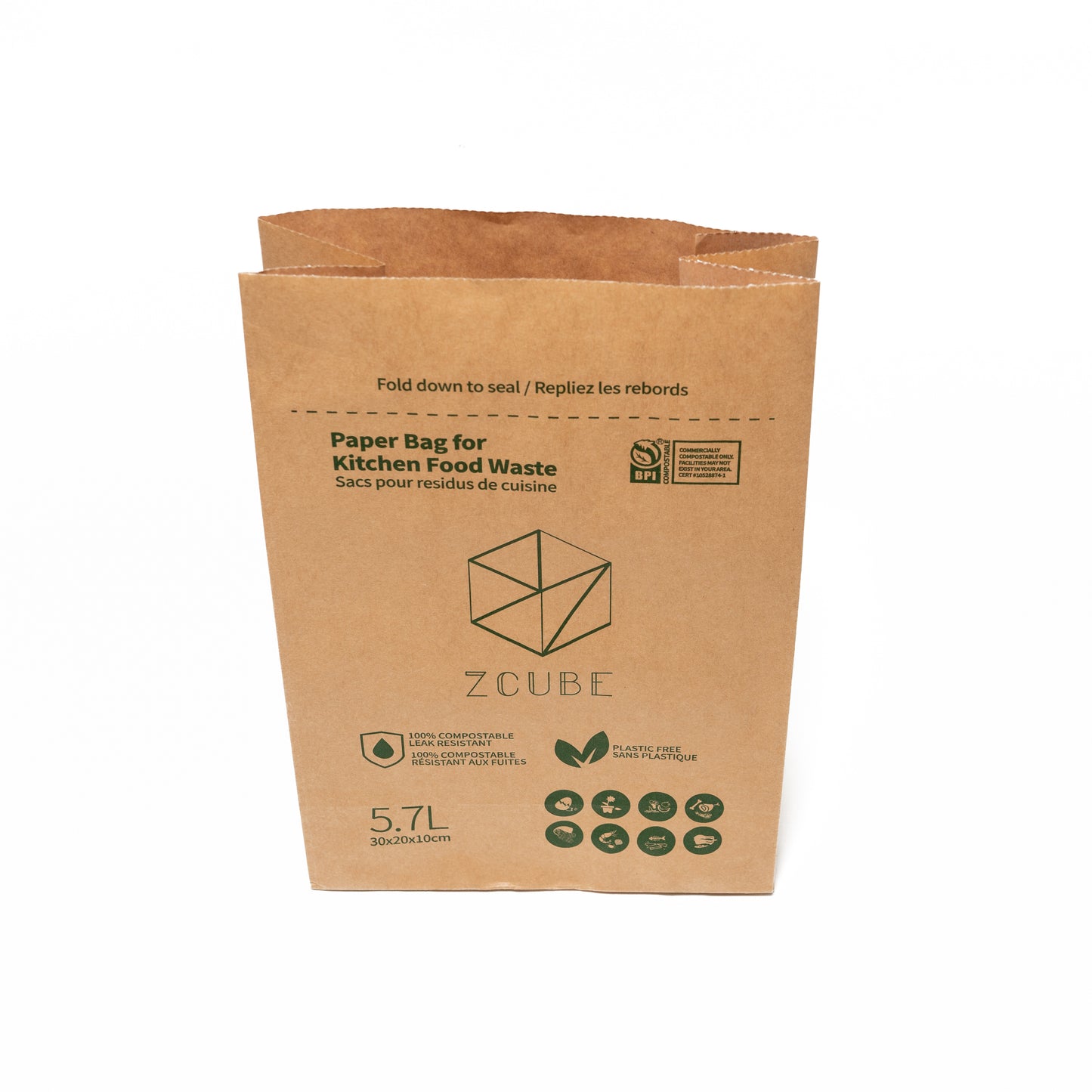 Zcube Kitchen Food Waste Paper Bag-60 bags