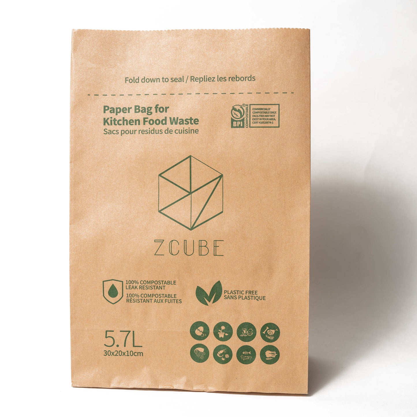 Zcube Kitchen Food Waste Paper Bag-60 bags